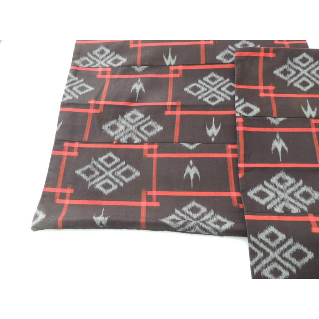 Red & Black Cotton Ikat Pattern Woven Bolster Pillows Covers - Set of 2 Same black cotton backings. Covers only, no...