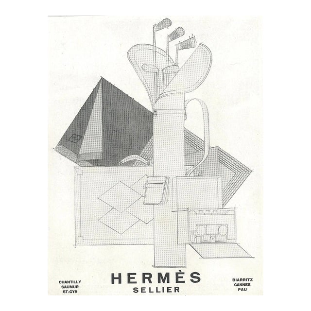 1928 French Art Deco Advertising Print for Hermes Golf and Other Luxury Products, Matted For Sale