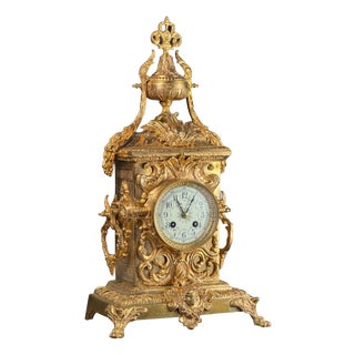 French Louis XV Revival Mantel Clock by AD Mougin, Late 19th Century For Sale