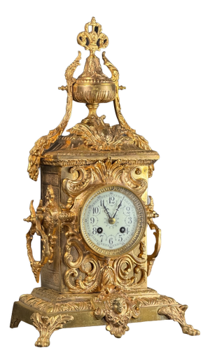 French Louis XV Revival Mantel Clock by AD Mougin, Late 19th Century
