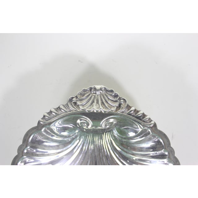 Vintage Silver Clam Shell Bowl With Feet Sheffield Reproduction For Sale - Image 9 of 12