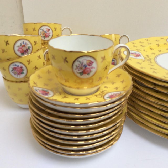 Vintage Spode China Set Yellow With Flowers Set of 33 Chairish