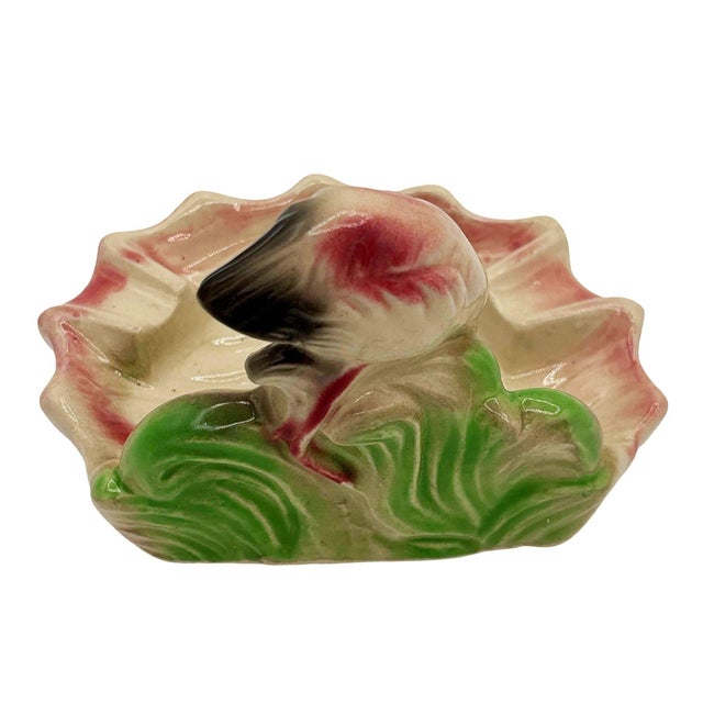 Mid-Century Modern Rare 1948 "Soweru of Florida" Drinking Pink Flamingo Ceramic Ashtray For Sale - Image 3 of 5