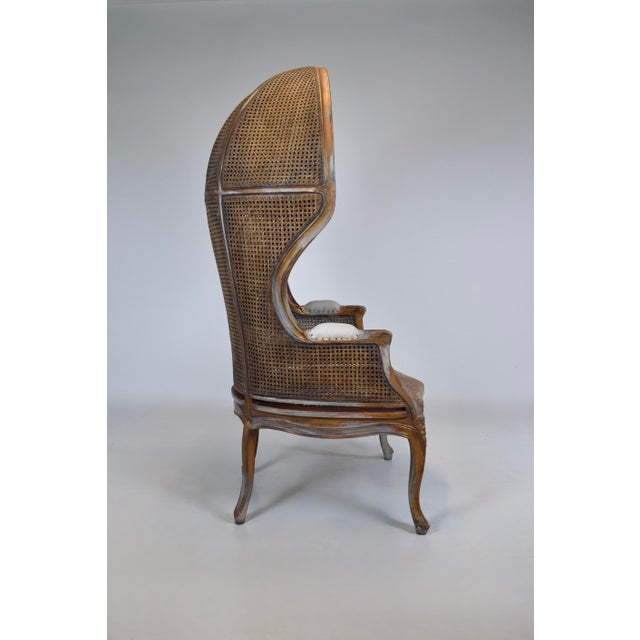 Wood Vintage Canopy Porter Chair French Country Louis XV Style, Double Cane For Sale - Image 7 of 13