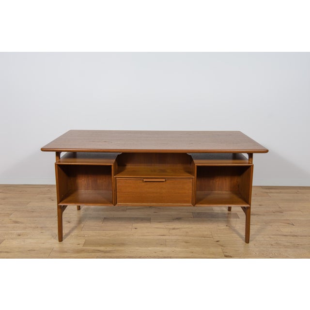 1960s Mid-Century Teak Model 75 Freestanding Desk from Omann Jun, Denmark, 1950s For Sale - Image 5 of 18