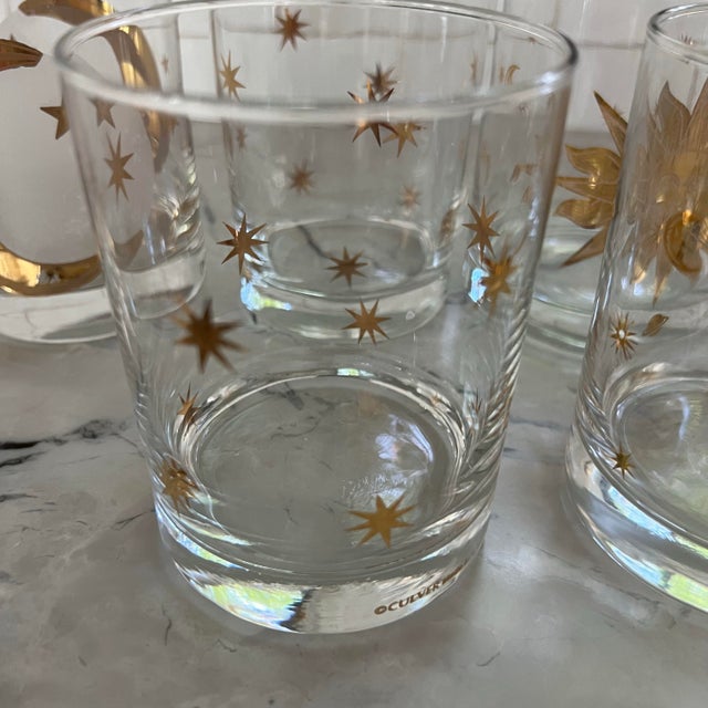 Culver Ltd. Vintage Culver Gold Celestial Glasses - Set of 8 For Sale - Image 4 of 12