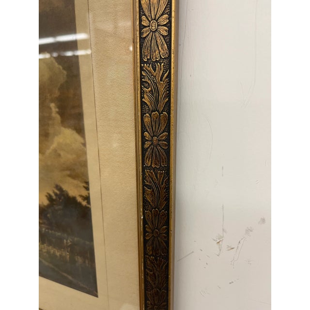 Wood Vintage Framed Landscape Print Depicting Tree-Lined Country Road With Dramatic Sky For Sale - Image 7 of 10