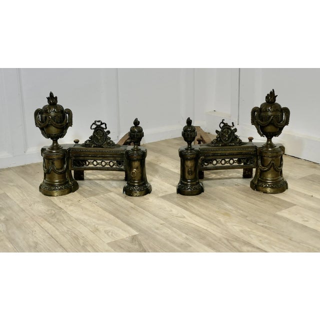 A Pair of Large French 18th century Brass Chenets This is a VeryAttractive pair of French Chenets, the ultimate in Chateau...