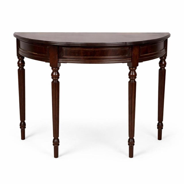 Brown Vintage Mahogany Demi-Lune Hallway Table with Drawer For Sale - Image 8 of 8