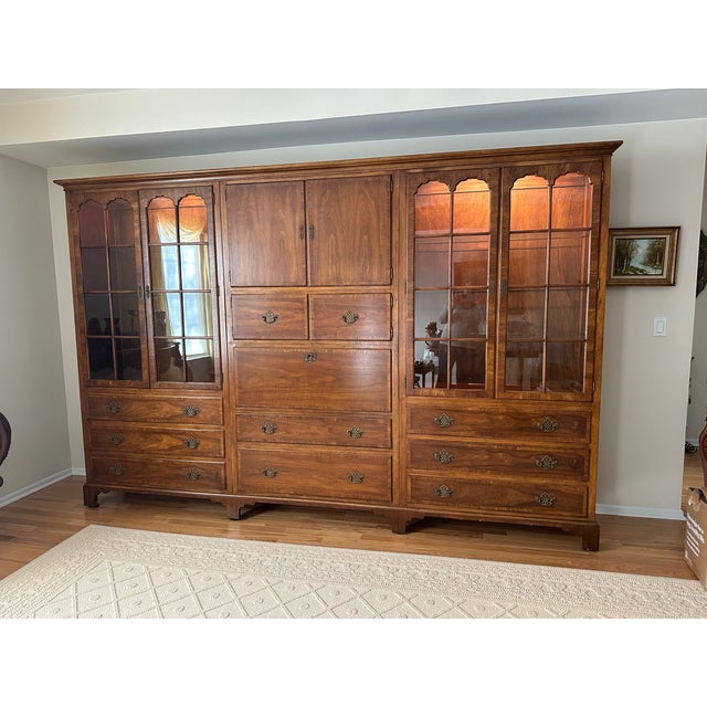 Brown Stunning Antique Wall Unit by Milling Road Furniture W/Desk For Sale - Image 8 of 11