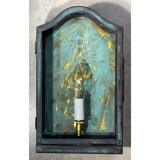 Brass Single Small Vintage Brass Wall Lantern 7”x 3”x 12” High For Sale - Image 8 of 10