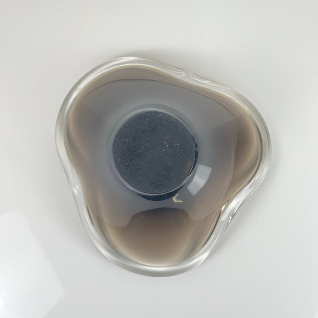 Free-Form Blown Smoked Glass Bowl, 1970 For Sale - Image 6 of 9
