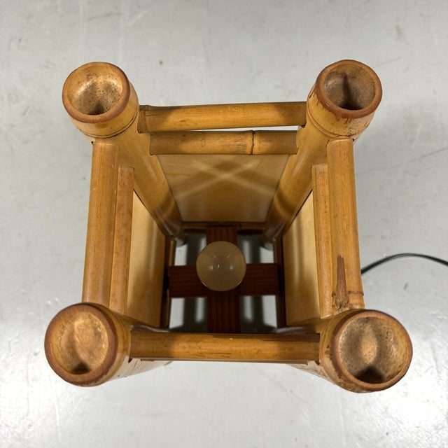 Wood Vintage Rattan Table Lamp, 1970s For Sale - Image 7 of 16