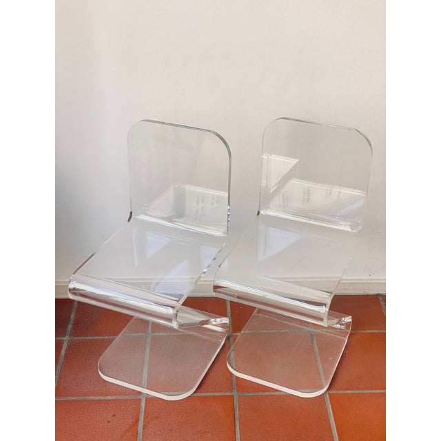 Acrylic Glass Zig Zag Chairs, Set of 2 For Sale - Image 10 of 18