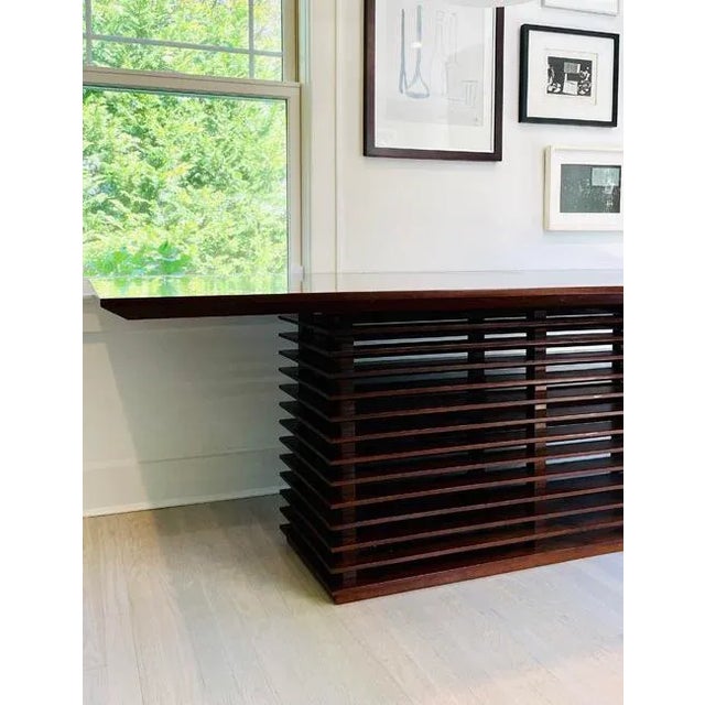 Brazilian Espasso Claudia Moreira Salles Contemporary Dining Table in Honey Imbuia For Sale In New York - Image 6 of 8