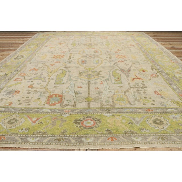 Textile Colorful Oushak Turkish Rug, 11'10 X 14'11 For Sale - Image 7 of 9