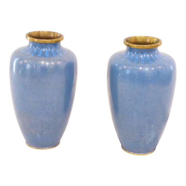 Vintage Chinese Cloisonne Vases - A Pair For Sale