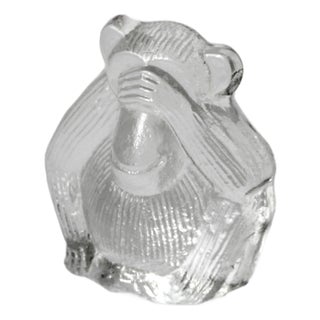 Vintage Ape Can't See Paperweight in Crystal Glass by Lisa Larson, 1970 For Sale