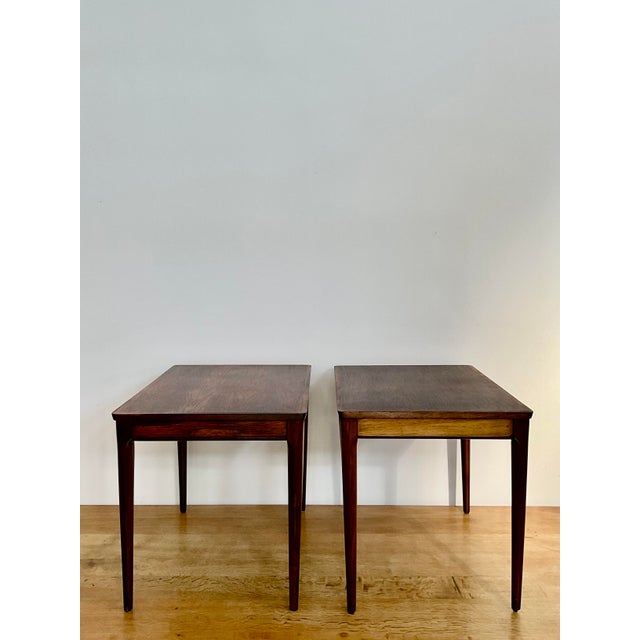 Mid 20th Century Pair of Arne Olsen Style Danish Rosewood Side Tables For Sale - Image 10 of 18