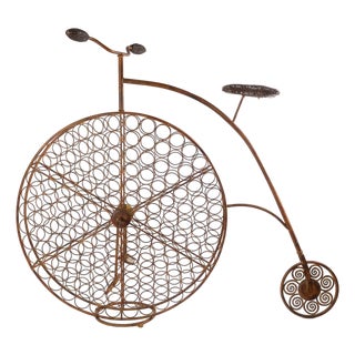 Vintage High Wheel Bicycle Wine Rack For Sale
