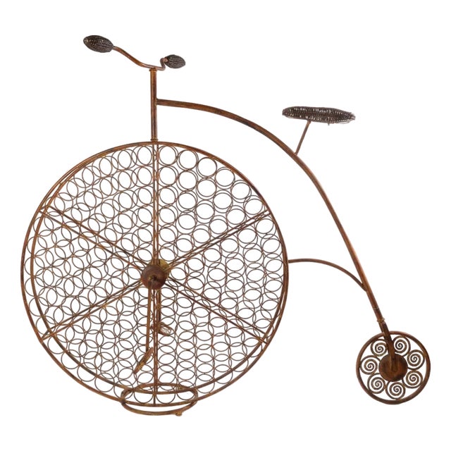Vintage High Wheel Bicycle Wine Rack For Sale