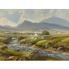 Painting of Mountain Cottages by River in Ireland by 20th Century Irish Artist Art measures 20 x 16 inches Frame measures...