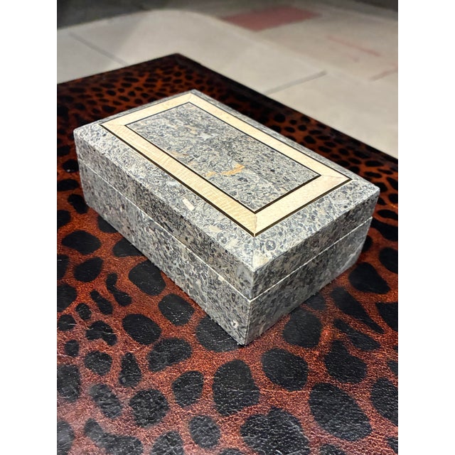 Tessellated Stone Jewelry Box From Maitland-Smith For Sale - Image 9 of 12