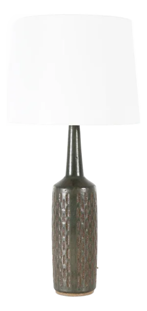 Danish Forest Green Ceramic Table Lamp from Palshus, 1960s