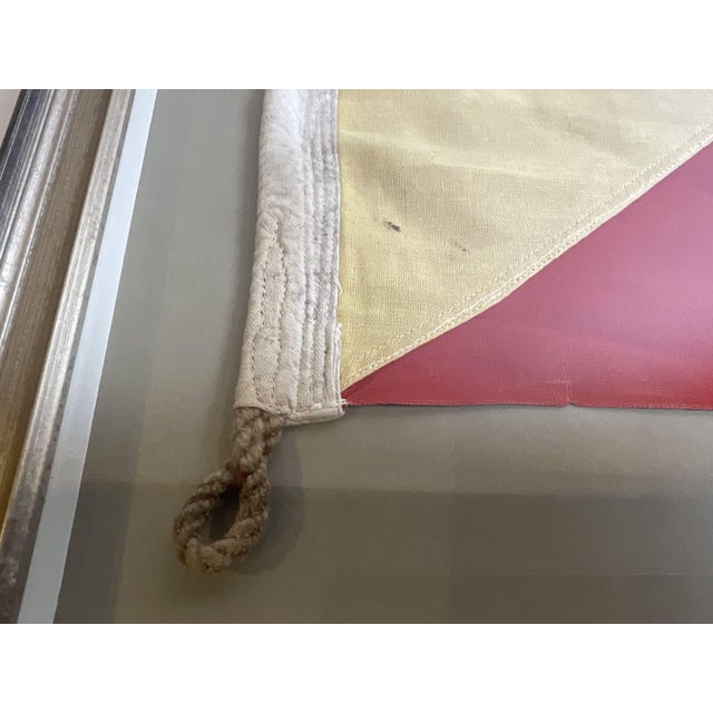Red Vintage Nautical Signal Flag In Shadow Box Frame For Sale - Image 8 of 9