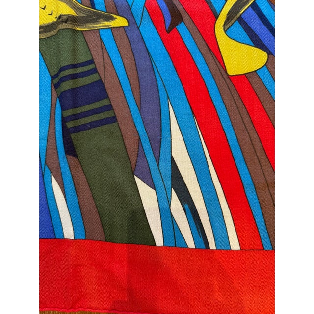 Textile Hermès "Cuirs Du Désert" Print Cashmere Shawl, Designed in 1988 by Francoise De La Perriere For Sale - Image 7 of 8