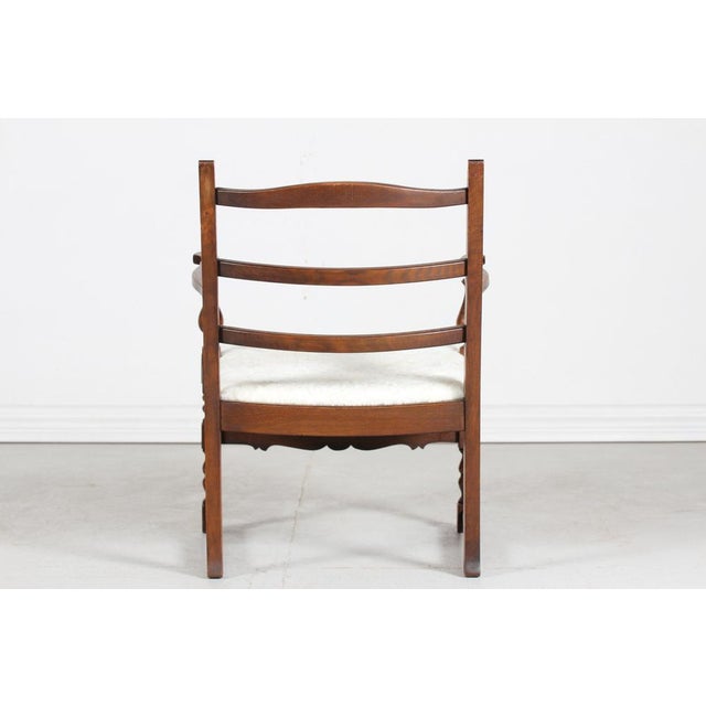1940s Danish Brutalist Sculptural Handcrafted Lounge Chair in Oak with Leather, 1940s For Sale - Image 5 of 14