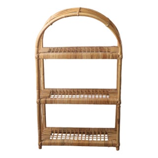 Small Italian Boho Rattan Shelves, 1960 For Sale