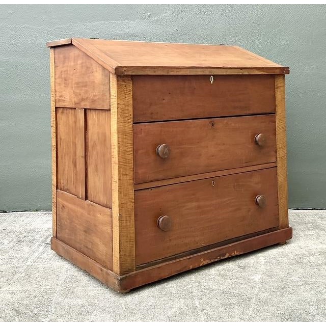 Wood Vintage Tiger Maple Butlers Desk For Sale - Image 7 of 12