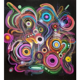 "The Second Aurora", Oil and Oil Pastel Painting on Canvas by Ara Deinde For Sale