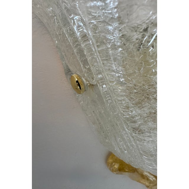 Gold Vintage Pressed Molded Murano Glass Wall Sconces, Italy, 1980, Set of 2 For Sale - Image 8 of 13