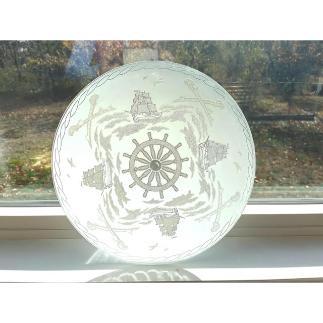 White 1960s Nautical Ships Flush Light For Sale - Image 8 of 16