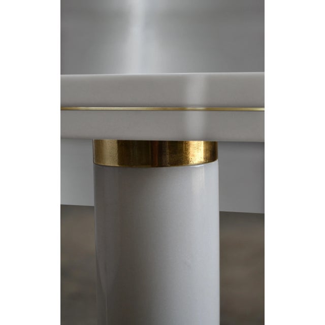Square White Marble Table with Cast Brass Inserts from Cupioli Living For Sale - Image 4 of 8