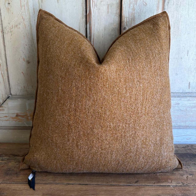 Wool blend accent pillow with down insert. Color:Havane which is a deep rust with warm brown tones, nubby boucle style...