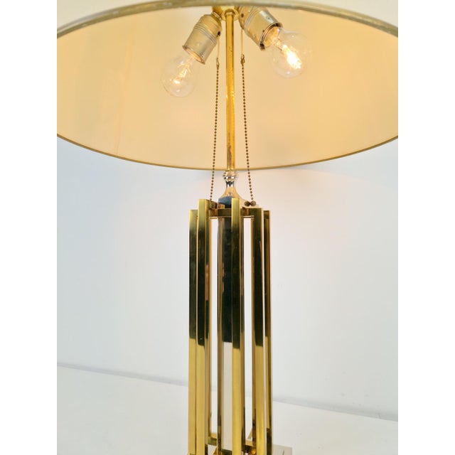 Geometric Brass and Chrome Table Lamp by Willy Daro, France, 1970 For Sale - Image 13 of 14