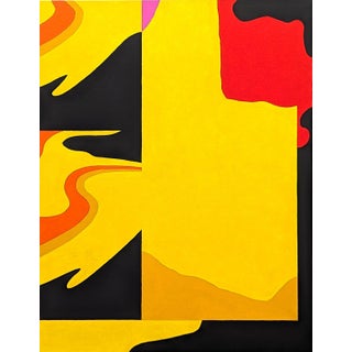 Emmanuel Araujo "Spark" Contemporary Colorful Yellow & Red Geometric Hard-Edge Abstract Painting, 2024 For Sale