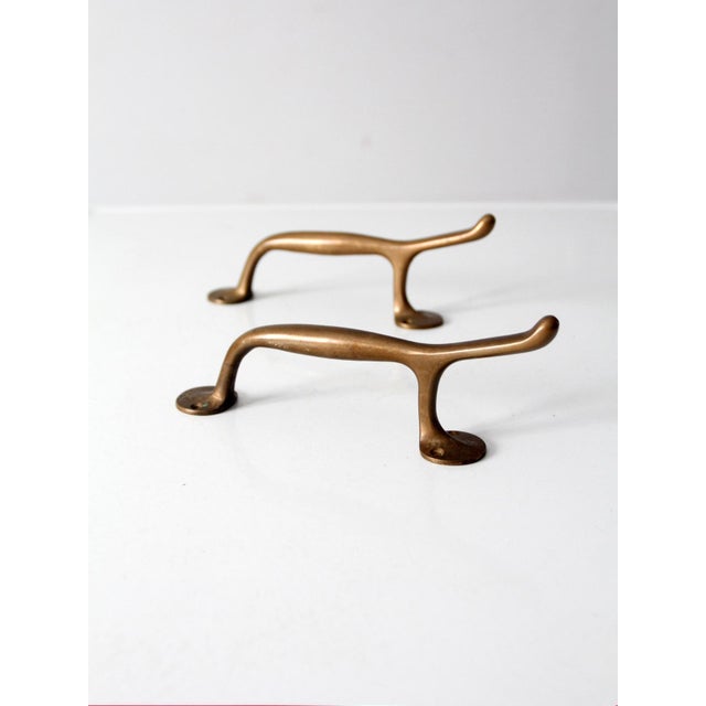 Vintage Brass Door Handles Pair For Sale - Image 4 of 11