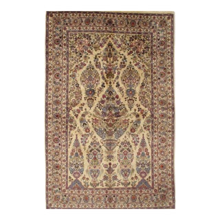 Vintage Hand-Knotted Persian Kashmar Rug 6'3" X 10' For Sale