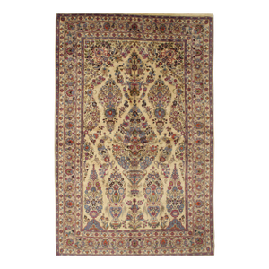 Vintage Hand-Knotted Persian Kashmar Rug 6'3" X 10'
