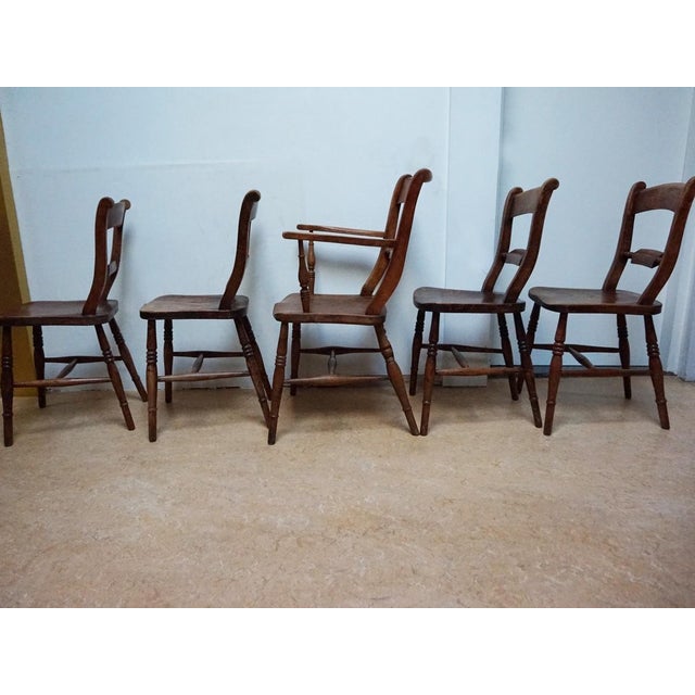 English Oxford Windsor Chairs, 1860s, Set of 5 For Sale - Image 11 of 18