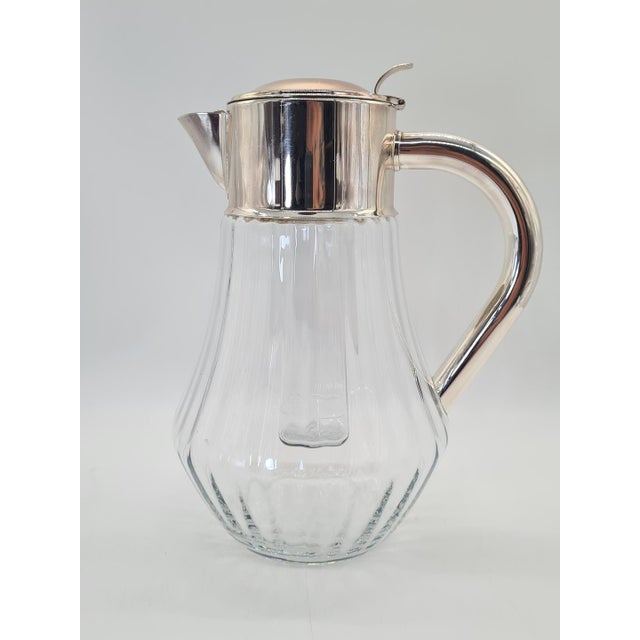 Antique Glass Pitcher with Silver-Plated Mount, 1910s For Sale - Image 6 of 11