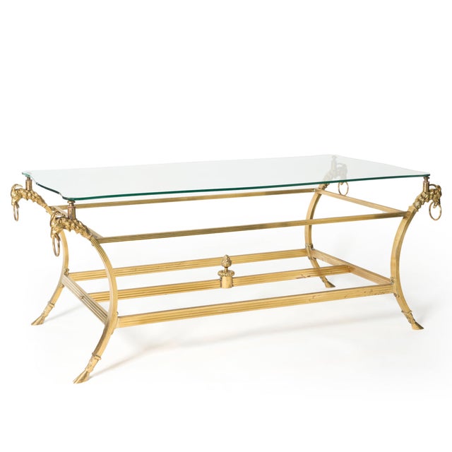 Mid-Century Modern 1950s French Coffee Table With Ram Heads For Sale - Image 3 of 3