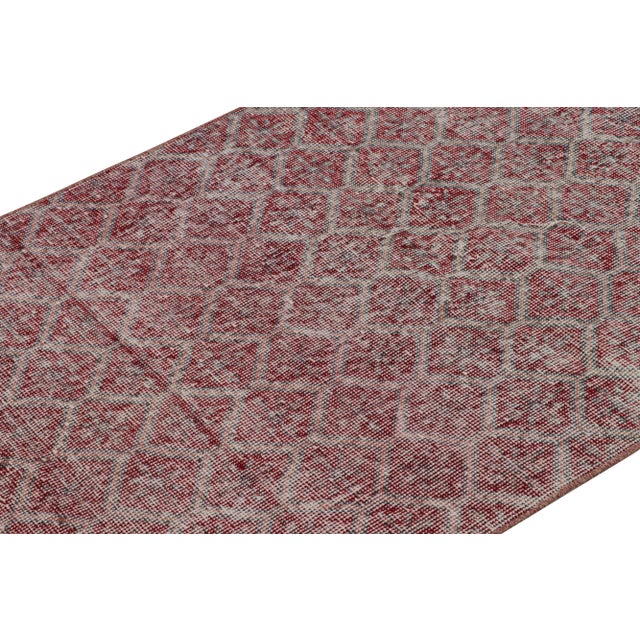 1960s Vintage Zeki Müren Runner Rug With Burgundy Geometric Patterns, From Rug & Kilim For Sale - Image 5 of 7