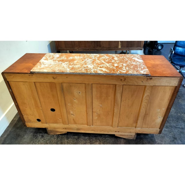 French Art Deco Marble Top Sideboard With Carved Birds and Flowers. For Sale - Image 9 of 12