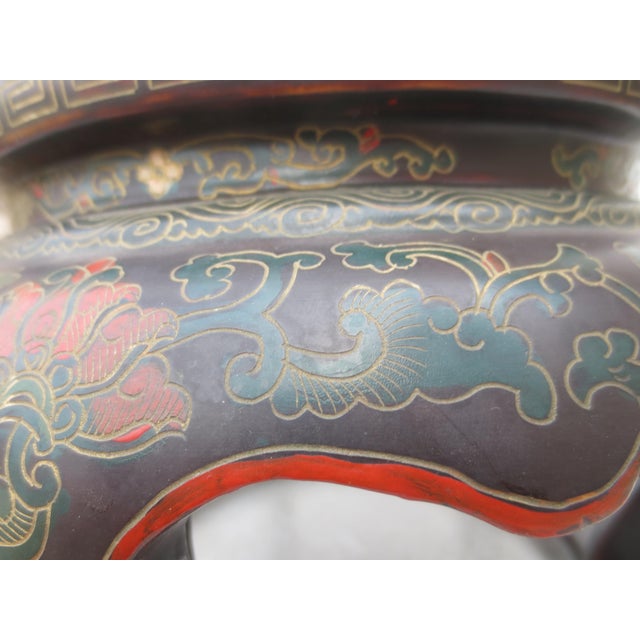Chinese Enameled Wooden Vase Stand Circa 50s For Sale - Image 13 of 15