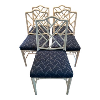 Mid 20th Century Chippendale Faux Bamboo Dining Chairs - Set of 6 For Sale